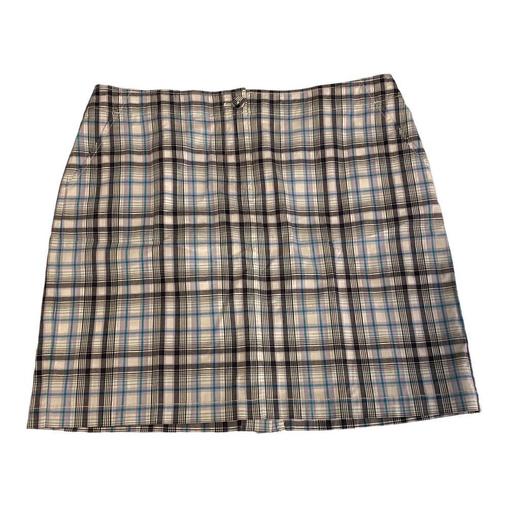 TALBOTS Woman's Size 14P Golf Skirt w/Pockets Plaid Stretch Cotton